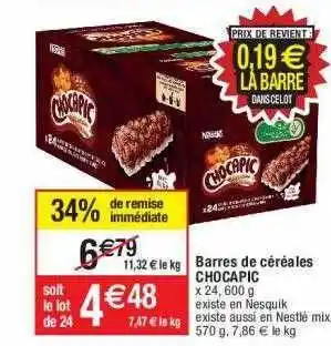Cora x Carrefour Barres de céréales chocapic offre