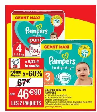 Cora x Carrefour Couches baby-dry pampers offre