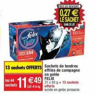 Sachets de tendres effilés de campagne en gelée felix