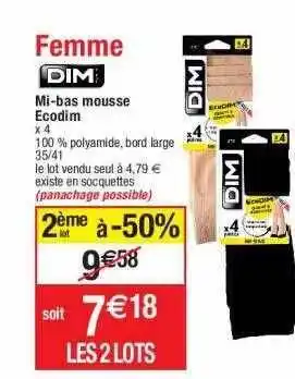 Cora x Carrefour Mi-bas mousse ecodim offre
