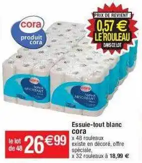 Cora x Carrefour Essuie-tout blanc cora offre