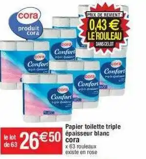 Cora x Carrefour Papier toilette triple épaisseur blanc cora offre