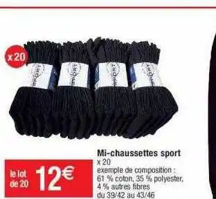 Cora x Carrefour Mi-chaussettes sport offre
