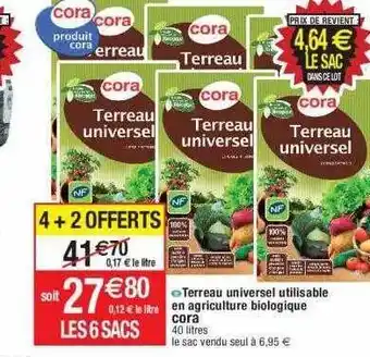 Cora x Carrefour Terreau universel utilisable en agriculture biologique cora offre