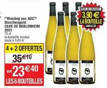 Cora x Carrefour Riesling sec aoc storchengold cave de beblenheim 2021 offre
