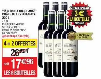 Cora x Carrefour Bordeaux rouge aoc château les girards 2021 offre