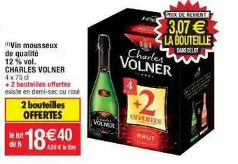 Cora x Carrefour Vin mousseux de qualité 12% vol. charles volner offre