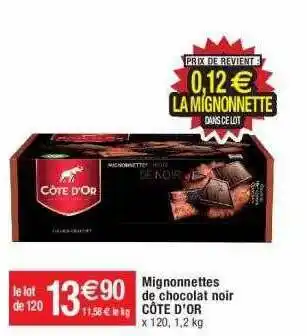 Cora x Carrefour Mignonnettes de chocolat noir côte d'or offre
