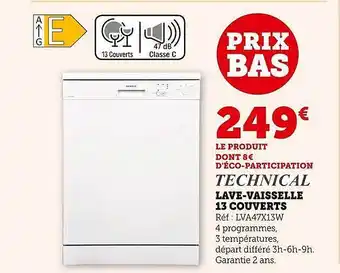 Hyper U Lave-vaisselle 13 couverts technical offre