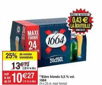 Cora x Carrefour Bière blonde 5,5% vol. 1664 offre