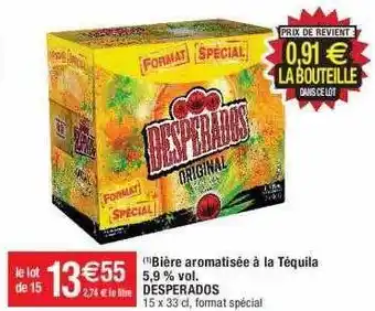Cora x Carrefour Bière aromatisée à la téquila 5,9% vol. desperados offre
