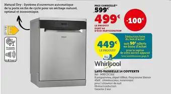 Hyper U Lave-vaisselle 14 couverts whirlpool offre