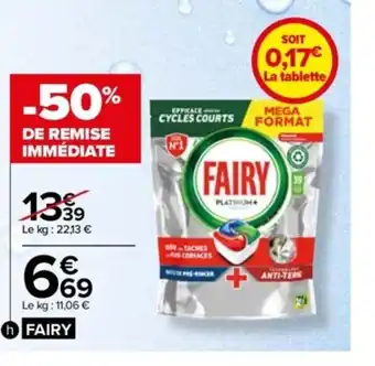 Carrefour Tablettes Lave-Vaisselle Tout en 1 Mega Format Fairy offre