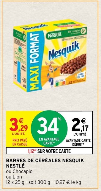Intermarché Barres De Céreales Nesquik Nestlé offre