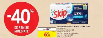 Intermarché Lessives Capsules Active Clean Skip offre