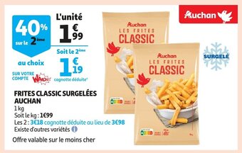 Auchan Frites Classic Surgelées Auchan offre