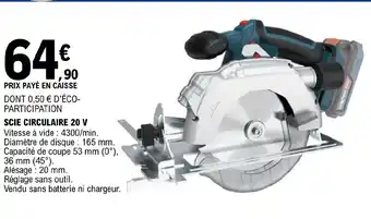 E.Leclerc Brico Scie Circulaire 20 V offre
