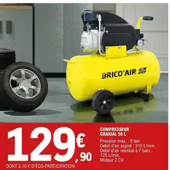 E.Leclerc Brico Compresseur coaxial 50L offre