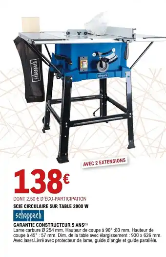 E.Leclerc Brico Scie Circulaire Sur Table 2000w offre