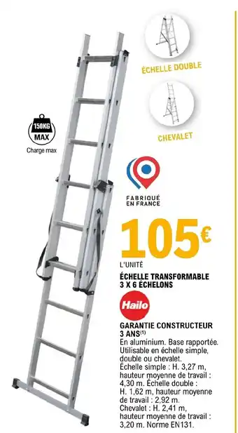 E.Leclerc Brico Echelle Transformable 3x6 échelons offre
