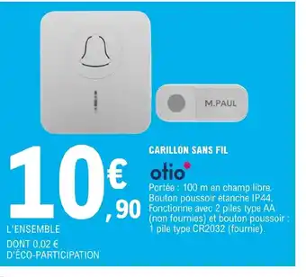 E.Leclerc Brico Carillon Sans Fil offre