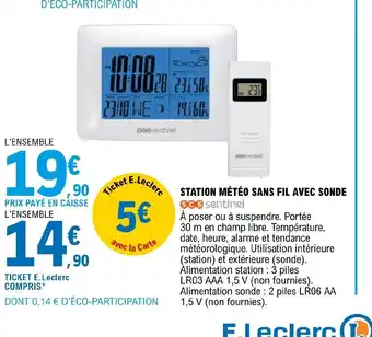 E.Leclerc Brico Station Meteo Sans Fil Avec Sonde offre