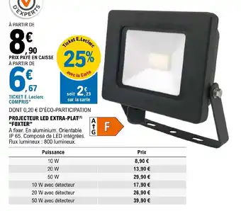 E.Leclerc Brico Projecteur Led Extra-Plat Foxter offre