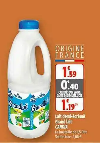 Coccinelle Express Lait demi-écrémé grand lait candia offre