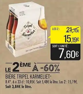Match Bière tripel karmeliet offre