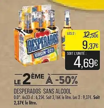 Match Desperados sans alcool offre