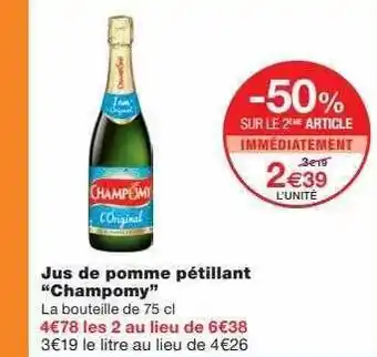 Monoprix Jus de pomme pétillant offre