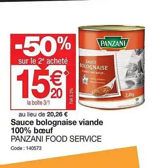 Promocash Sauce bolognaise viande 100% bœuf panzani food service offre