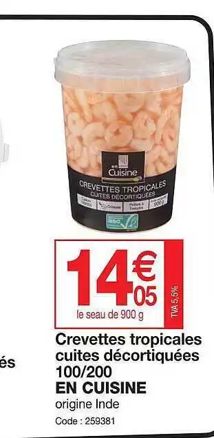 Promocash Crevettes tropicales cuites décortiquées 100-200 en cuisine offre