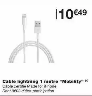 Câble lightning 1 mètre
