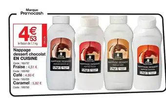 Promocash Nappage dessert chocolat en cuisine offre