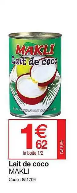 Promocash Lait de coco makli offre