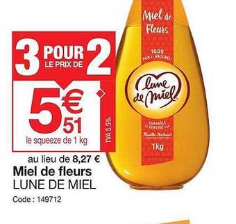 Promocash Miel de fleurs lune de miel offre