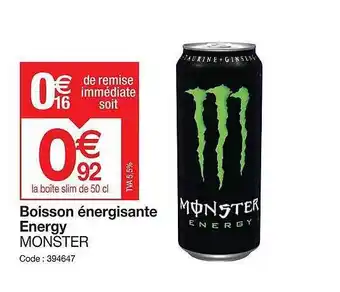 Promocash Boisson énergisante energy monster offre