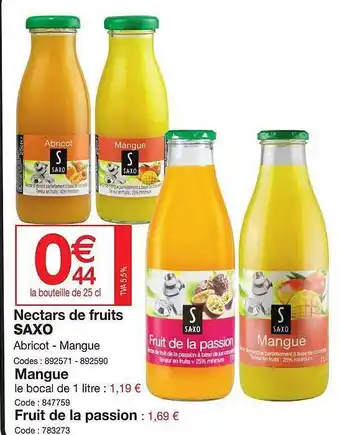 Nectars de fruits saxo