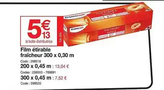 Promocash Film étirable fraîcheur 300 x 0,30 m offre