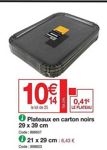 Promocash Plateaux en carton noirs offre