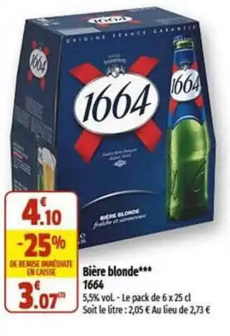 Coccinelle Supermarché Bière blonde 1664 offre