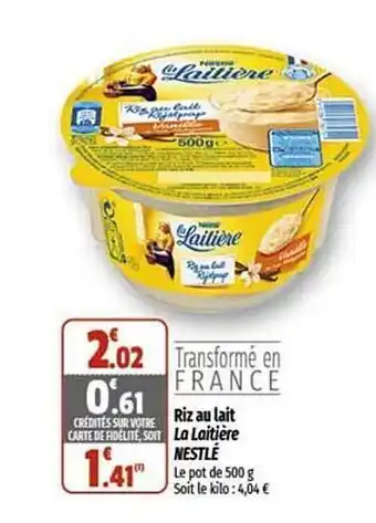 Coccinelle Supermarché Riz au lait la laitière nestlé offre