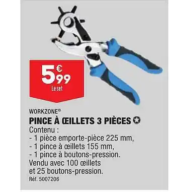 ALDI Workzone pince à œillets 3 pièces offre
