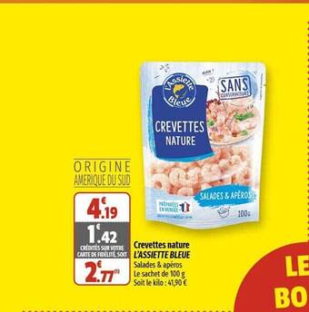 Coccinelle Supermarché Crevettes nature l'assiette bleue offre