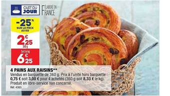 ALDI 4 pains aux raisins offre