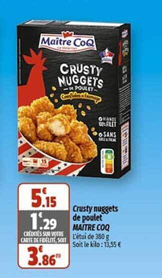 Coccinelle Supermarché Crusty nuggets de poulet maître coq offre