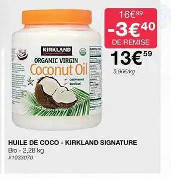 Huile de coco - kirkland signature