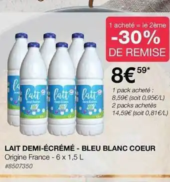 Costco Lait demi-écrémé - bleu blanc coeur offre