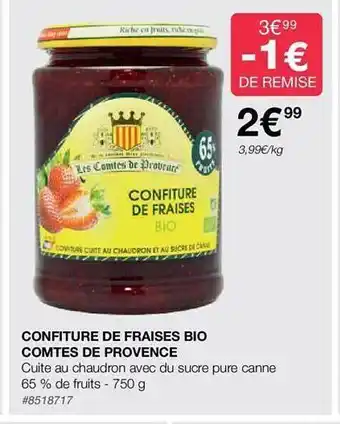 Costco Confiture de fraises bio comtes de provence offre